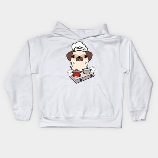 Funny Pug is cooking Kids Hoodie